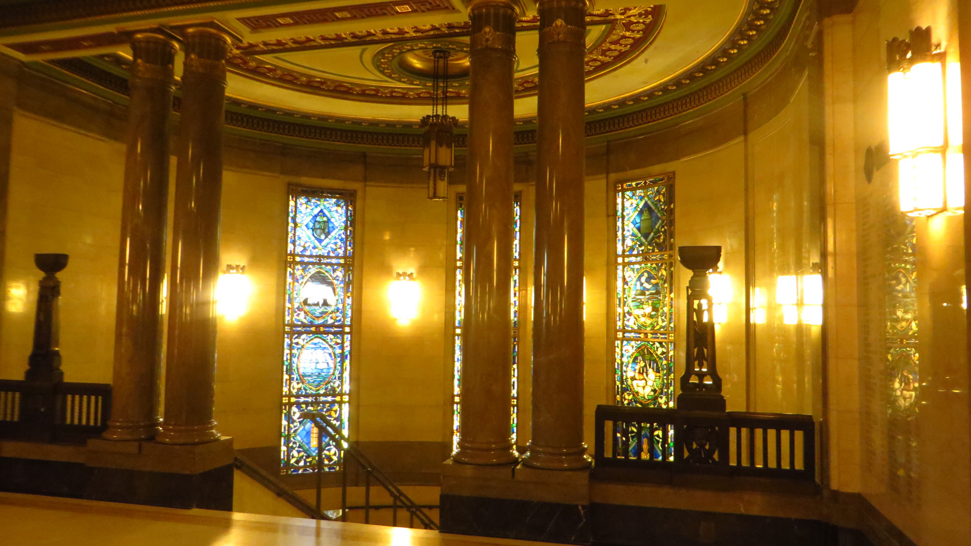 View of staircase inside Freemasons’ Hall, Great Queen Street, London WC2